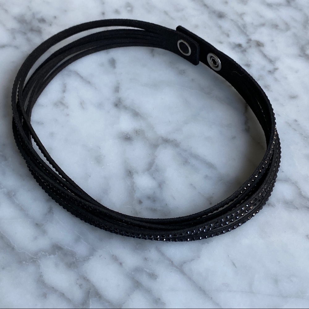Black Swarovski Multi-strand 90s Crystal Choker Necklace